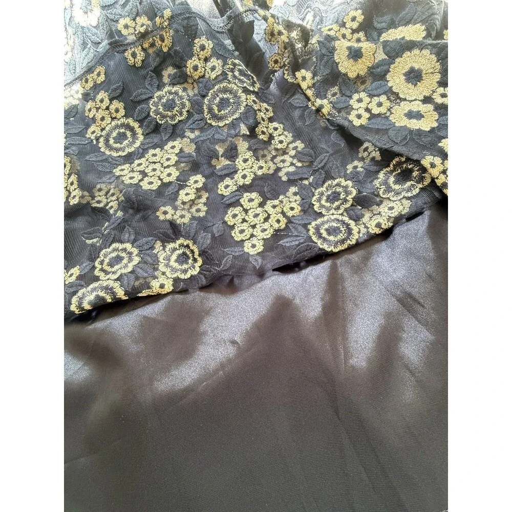 Tahari ASL Embroidered Midi Fit & Flare Dress Navy & Tan Lace Overlay Sz 10 New - Picture 8 of 9